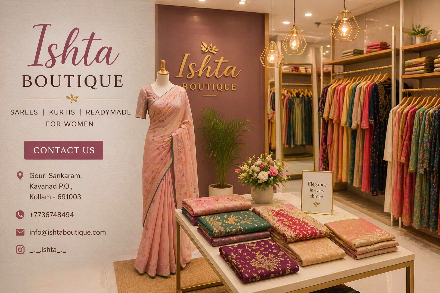 Ishta Boutique sarees and kurtis for women Kollam